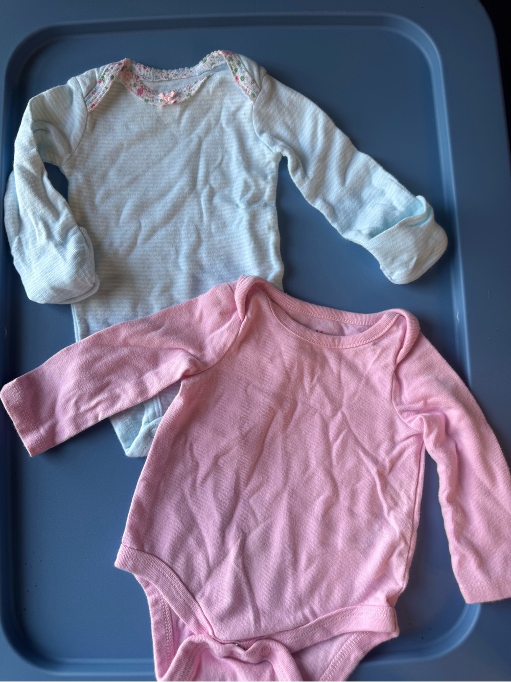 Unbranded Baby Long-Sleeve Bodysuits - Pink & Light Blue